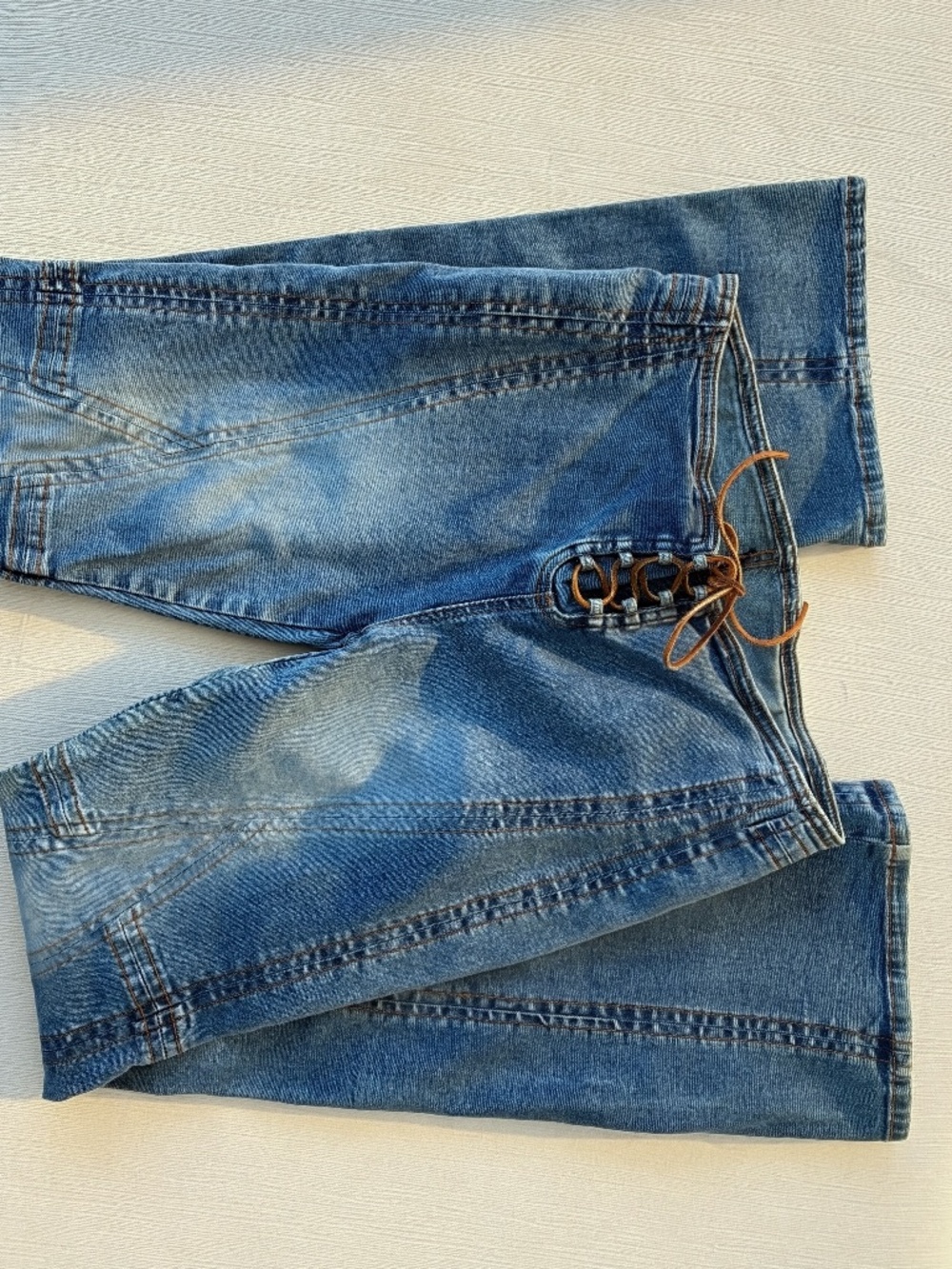 Y2K Z. Cavaricci Lace-Up Flare Jeans Stretch Denim Small 4/6 - Picture 2 of 8